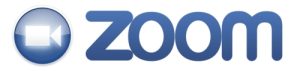 "zoom" in blue font against a white background, with a blue video camera icon on the left